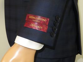 Men Suit BERLUSCONI Turkey 100% Italian Wool Super 180's 3pc Vested #Ber24 Navy image 6