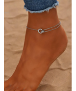 Rhinestone Detail Double Layered Anklet Ankle Bracelet - £13.33 GBP
