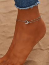 Rhinestone Detail Double Layered Anklet Ankle Bracelet - £13.54 GBP
