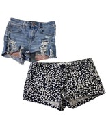 Womens Denim Jean Shorts American Eagle Hi Rise Shortie and Blue Floral ... - $16.82