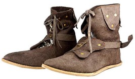 Medieval Shoes Brown Color Renaissance Cosplay Cowboy Halloween Men Shoes - £81.78 GBP