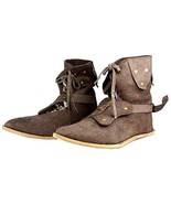 Medieval Shoes Brown Color Renaissance Cosplay Cowboy Halloween Men Shoes - £77.71 GBP