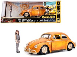 Volkswagen Beetle Weathered Yellow with Robot on Chassis and Charlie Diecast Fig - $2,113.49 MXN