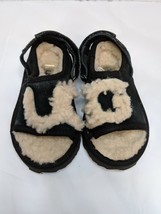 UGG Kid Size 8Fluff Yeah Slide in Black Lambs Wool Style 1020316t Black/White - £33.51 GBP