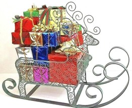 Vintage Christmas Sleigh With Packages Metal  15&quot; Long x 12&quot; Tall x 7&quot; Wide - $14.95