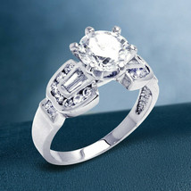 2.40Ct Round Cut Simulated Diamond White Gold Plated Engagement Ring in Size 7.5 - £111.25 GBP
