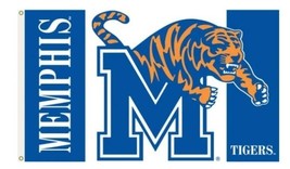 Memphis Tigers Polyester Blue Flag 3X5ft Banner Polyester with 2 Brass Grommets - £12.50 GBP