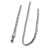 4mm Stainless Steel Rope Chain Necklace for Men - £32.85 GBP