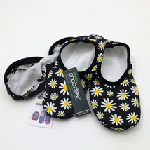 Snoozies Women&#39;s Stretch Comfort Travel Pouch Skinnies Daisy Black Medium 7/8 - £13.51 GBP