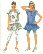 Vtg Misses Capri or Short Leggings Baby Doll Top &amp; Skirt Sew Pattern 6-24 - £7.85 GBP