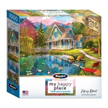 Roseart – My Happy Place – Fishing Retreat – 1000 Piece Jigsaw Puzzle w/ Poster - £7.46 GBP