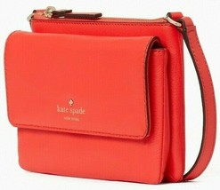 Kate Spade Karlee Flap Crossbody Geranium Orange Leather WKRU6922 NWT $299 FS Y - £86.72 GBP