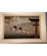 FINE Vintage BIG HIROSHIGE Woodblock print &quot;HORSES&quot; MIYAJUKU #41 TOKAIDO... - $1,865.99 MXN