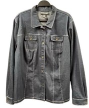 Requirements Womens Jacket 20W Blue Knit Denim Jean Dark Wash Button Up ... - $24.29