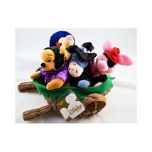 Disney Store Winnie the Pooh Halloween Wheel barrel Mini Bean Bag Set-Beanie NEW - $57.44