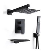Matte Black Square 8&quot; Rain Shower Faucet Set with Tub Spout and Mixer Va... - $926.45 MXN