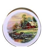 Thomas Kinkade Plate Sunset At Riverbend Farm Gold Trim Decorative - $13.86