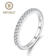 GEM&#39;S BALLET 925 Sterling Silver Half Eternity Wedding Band Ring Real Moissanite - £41.44 GBP