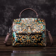 Retro  Handbags Women Bags Designer 2022 New Cowhide Handmade Embossing Leather  - £81.34 GBP