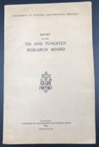 Vintage 1922 Tin &amp; Tungsten Research Board Report London w/ Flow Charts Dolcoath - £31.32 GBP