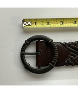 Women’s Braided Wide Belt Sz L Brown Genuine Leather Round Brass Buckle - $319.76 MXN
