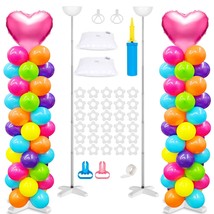 2 Sets Adjustable Balloon Column Stand Kit And Balloon Pump,Metal 9 Feet Balloon - £25.57 GBP