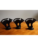 3 Metal Shadow Caster Silhouette Black Cat Tea Light Votive Holder Hallo... - $14.25