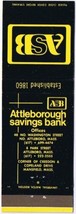 Matchbook Cover Attleborough Savings Bank Massachusetts Travellers Checks - £0.77 GBP