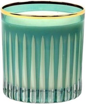 Scented Candle Blue Green Glass Soy Wax Hand-Engraved Handmade Hand - $89.00