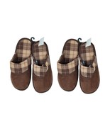 Set of 2 Pairs Indoor Slippers Brown Slip On Size L Large warm soft wool... - $20.24 CAD