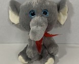 Hug Fun plush jungle elephant gray stuffed blue eyes toy red ribbon bow ... - $5.93