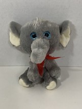 Hug Fun plush jungle elephant gray stuffed blue eyes toy red ribbon bow 272376 - £4.68 GBP