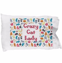 Crazy Cat Lady Pillow Case Funny Cat Pillowcases Cute Cat Mom Gift for Her Mom - £14.77 GBP