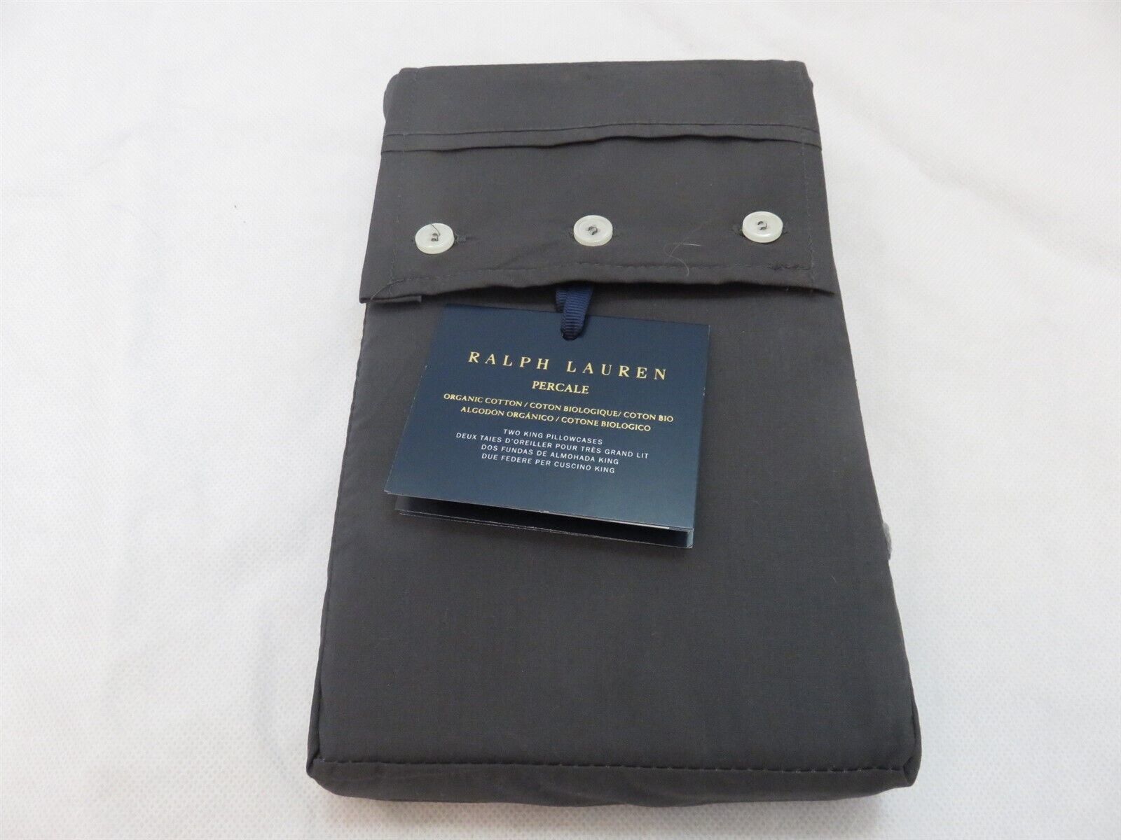 Primary image for Ralph Lauren Organic Cotton Percale 464TC King pillowcases loft gray $150