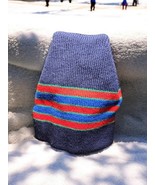 Vintage Smiley 100% Wool Ski Hat Knit Cap Beanie Color-Block Stripe Navy... - $34.63
