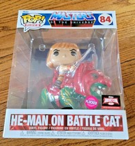 Funko Pop! MOTU He-Man On Battle Cat #84 Target Con 2022 Exclusive  Flocked - £39.61 GBP