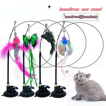 Pet Cat Toy Cat Wand - Fluffy Feather with Bell Sucker Cat Stick Toy - £4.92 GBP+
