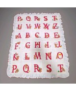 Vintage Handmade ABC Teddy Bear Ruffled Edge Quilt Baby Blanket  - $1,599.42 MXN