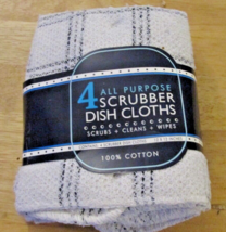 Set Of 4 All Purpose Scrubber Dish Cloths - 100% Cotton - 12&quot;x12&quot; - New! - £7.82 GBP