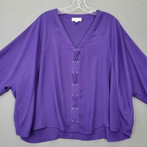 Devlin Womens Shirt Size M Purple Boho Chic Wide Short Sleeves V-Neck Crisscross - £8.56 GBP