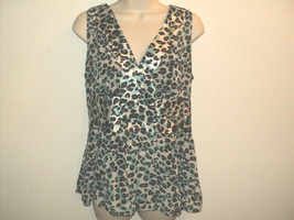 Nicole Miller Top Size 8 w/ Attached Tank Babydoll Sleeveless Leopard Print - $19.51