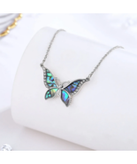 Exquisite 925 Sterling Silver Mother of Pearl Blue Crystal Butterfly Pen... - £99.05 GBP