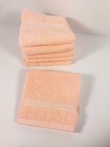 6 Piece Egyptian Cotton Luxury Solid PEACH Washable Face Cloth Towel Washcloth - £19.10 GBP