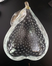 MURANO Bullicante Controlled Bubble Glass PEAR Dish Gold Accent Barbini?... - $34.99