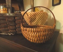 antique victorian EARLY SMALL MARKET MELON BASKET with nails primitive f... - $123.70