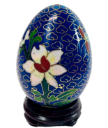 Floral Wood Egg w/Bright Flowers, Handmade w/Original Stand &quot;MINT&quot;. - $13.61