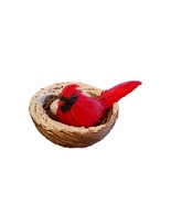 Red Cardinal in Nest Ornament Vintage 2 Eggs Snow Bright FREE SHIPPING - £18.93 GBP
