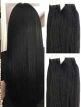 18&quot;,20&quot; 100gr,40pc,Tape in Hair Extensions Remy Human Hair #1 Jet Black - £86.84 GBP+