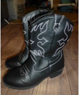 Wonder Nation Girls Black Cowboy Boots Size 2 - $15.07 CAD