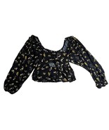 Urban Outfitters Crop Top Womens Medium Blue Yellow Floral Long Sleeve B... - $8.06 CAD